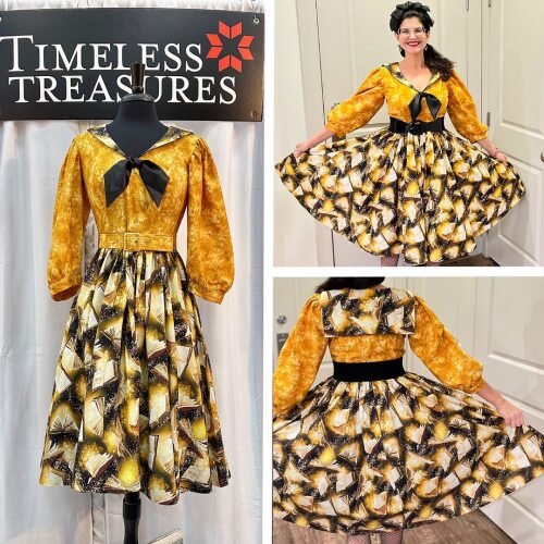 Timeless Treasures Magic Flying Spell Books Gold Remnant (33cm x 112cm TT Mystic Library 2)