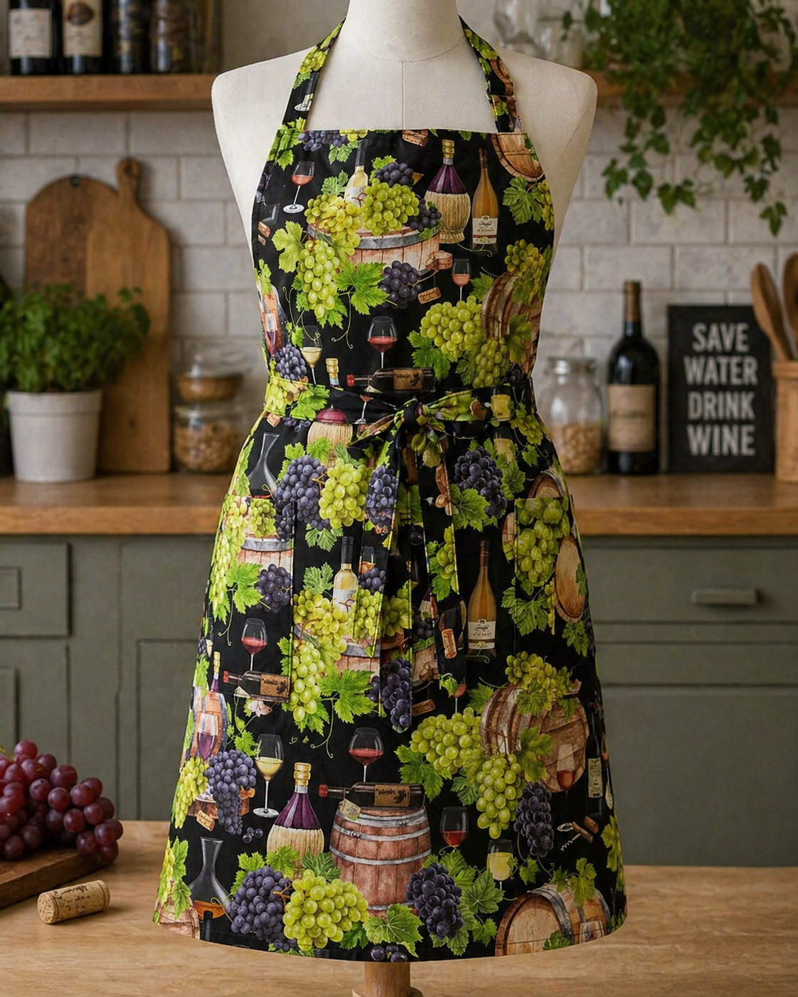 Timeless Treasures WINE-CD3826 Black Vintage Wine Cellar Bottles Grapes & Barrels Alcohol 100% Cotton Fabric - Wine-Themed Quilting Cotton for Sewing & Crafts (TT Wine Bar 1)
