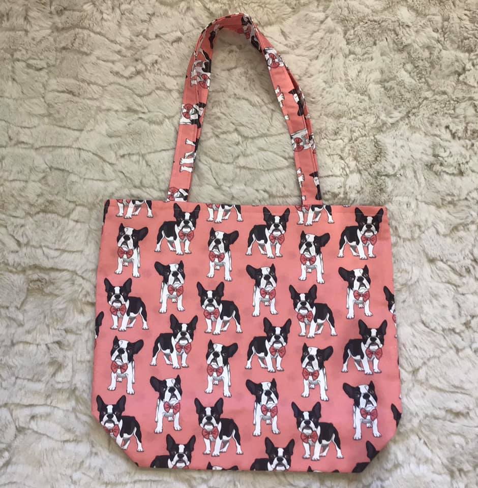 Quirky Cottons French Bulldog Frenchies Dog Salmon Pink (QC French Bulldog-1 METRE PIECE)