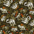 Timeless Treasures Prehistoric Animals Extinct Dinosaurs Skeletons Names Childrens Camo Green Remnant (34cm x 112cm TT Dinosaurs 1)