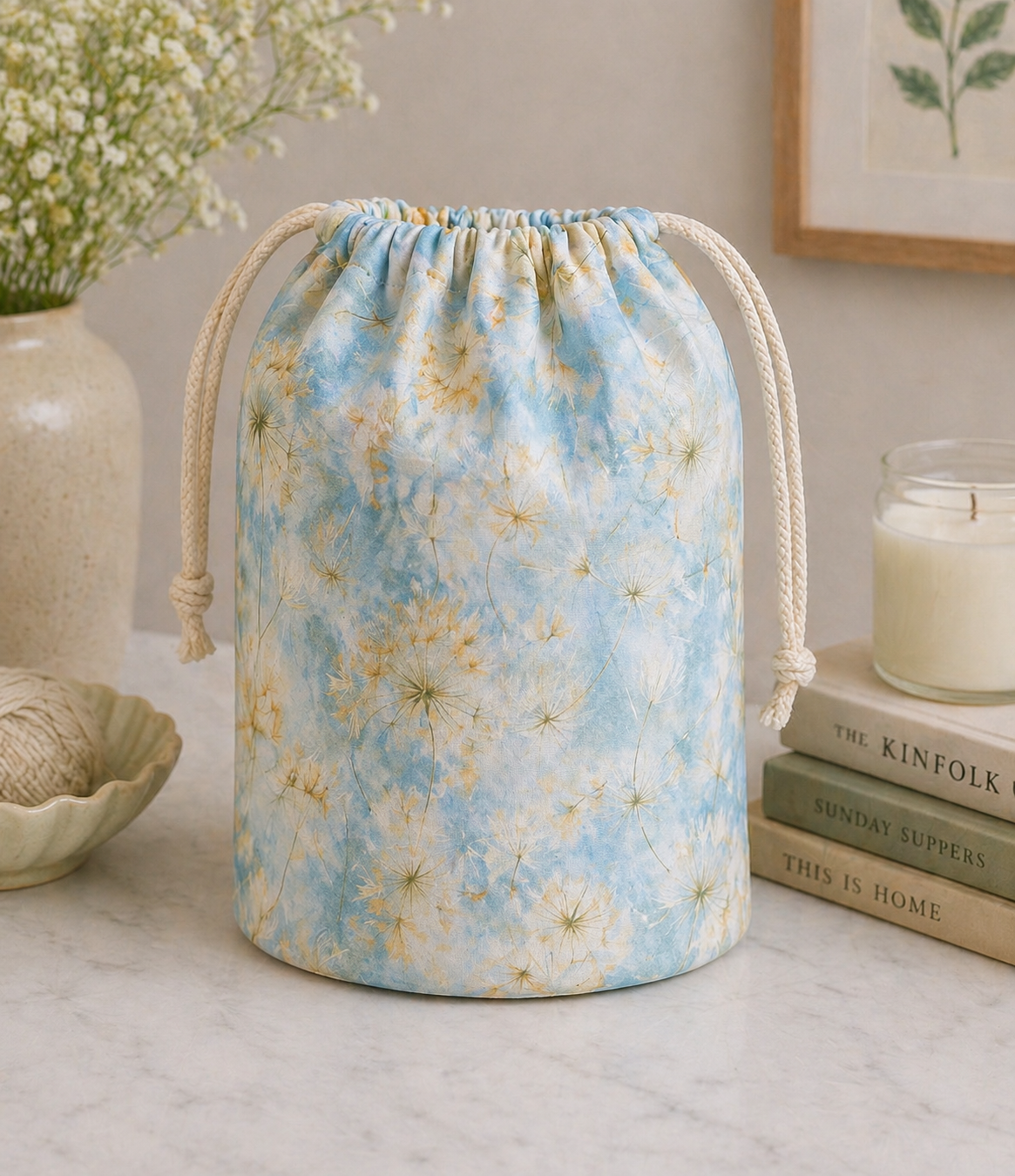 Timeless Treasures FLEUR-CD4217 SKY 100% Cotton Fabric – Soft Blue Dandelion Floral Print | Quilting & Dressmaking Fabric (TT Mystic Meadow 6)