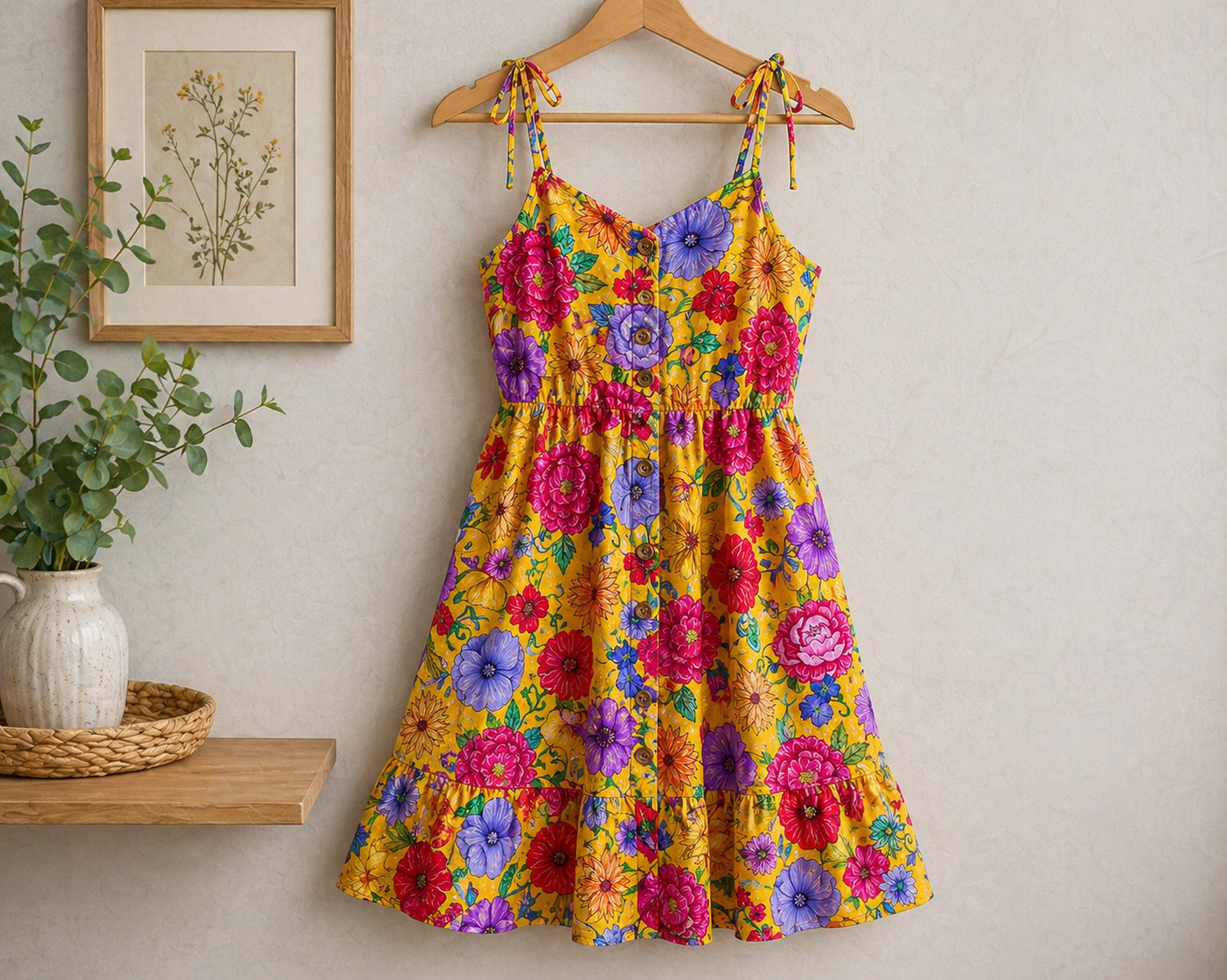 Timeless Treasures FLORA-CD4053 Yellow Floral Quilting Cotton Remnant (40cm x 112cm TT Living Color 3)