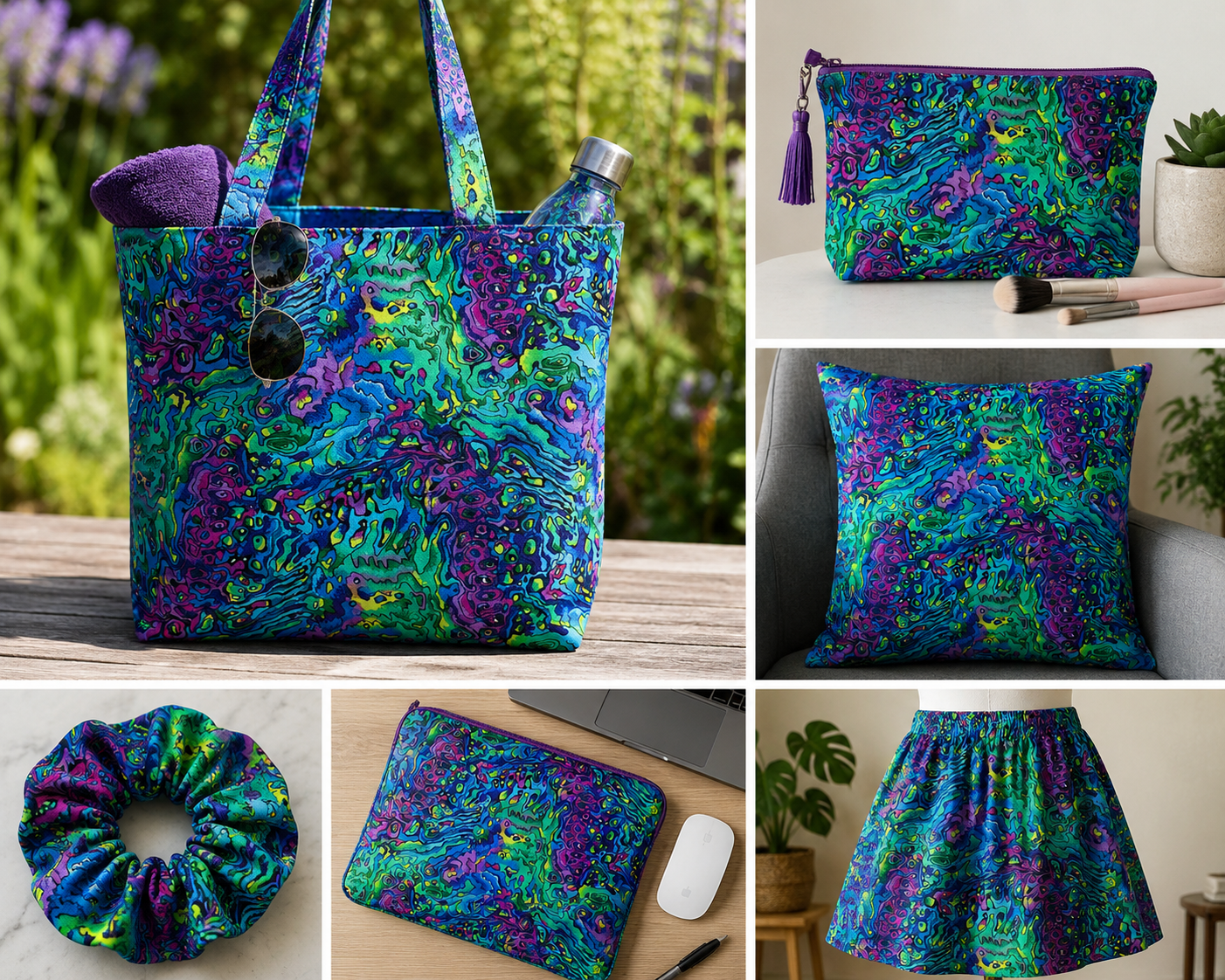 Nutex 73539 Crazy Paua 101 Psychedelic Abstract Marbling 100% Cotton Fabric (Nutex Paua 1)