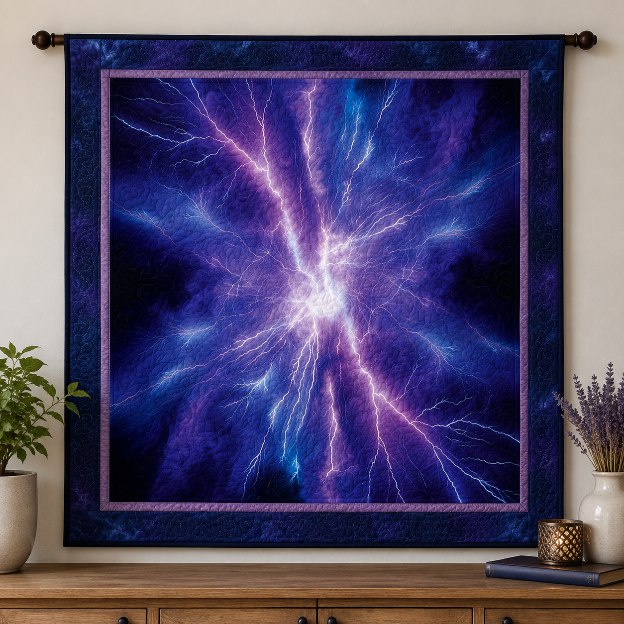 Hoffman T4910-701 DEEP AMETHYST Lightning Bolt 100% Cotton Fabric PANEL (Hoff Bolt 2 Panel)