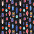 Quirky Cottons Bright Rainbow Stag Beetles Insects Animal Creatures Black (QC Bugs Are Us!- 1 METRE PIECE)