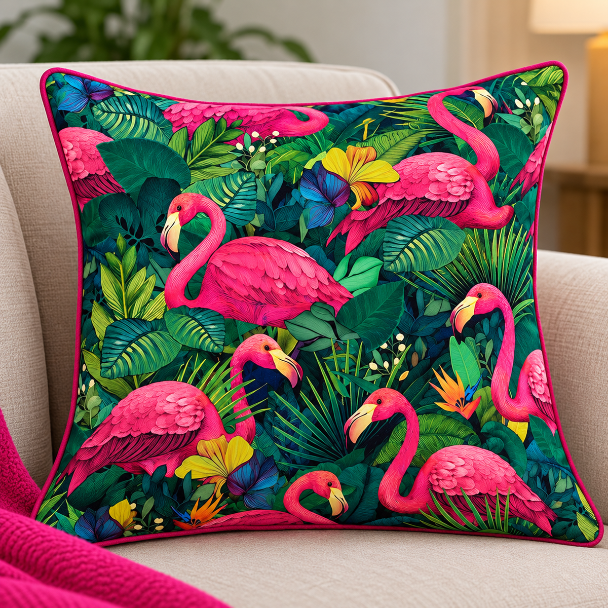 Timeless Treasures NATURE CD4557 Flamingos On Tropical Leaves Green 100% Cotton Fabric | Quilting, Dressmaking & Craft Fabric (TT Paradise Found 1)