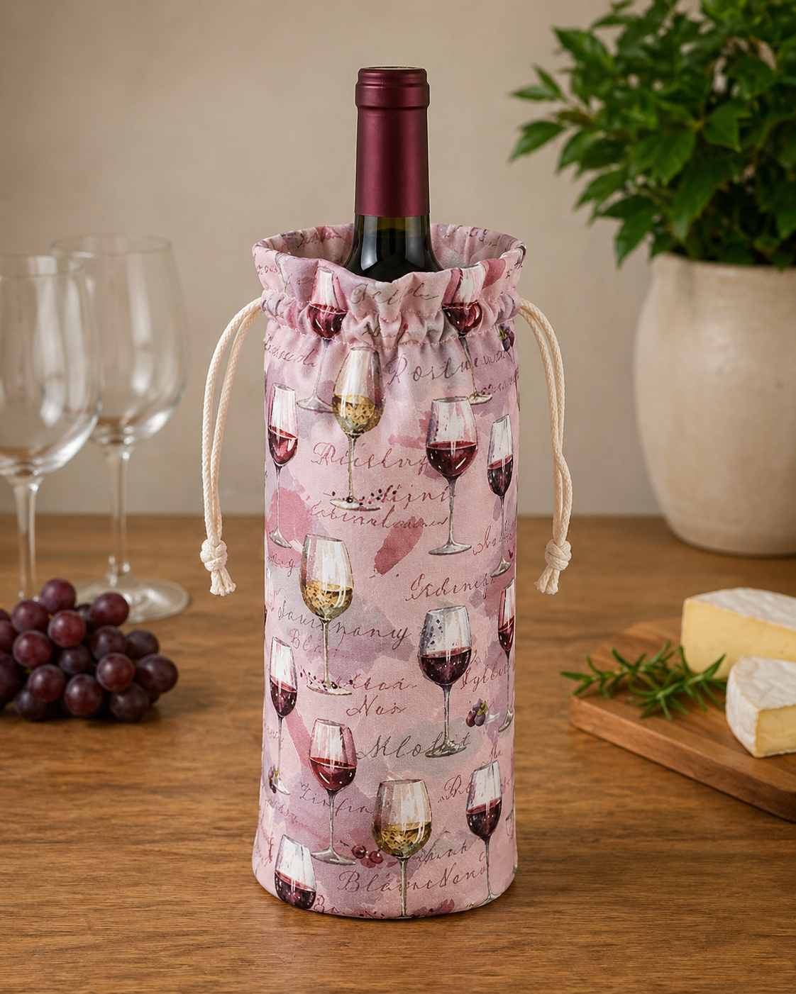 Timeless Treasures WINE CD4176 ROSE Wine Glass 100% Cotton Fabric – Novelty Cotton | Quilting & Craft Fabric (TT Wine Tasting 2)