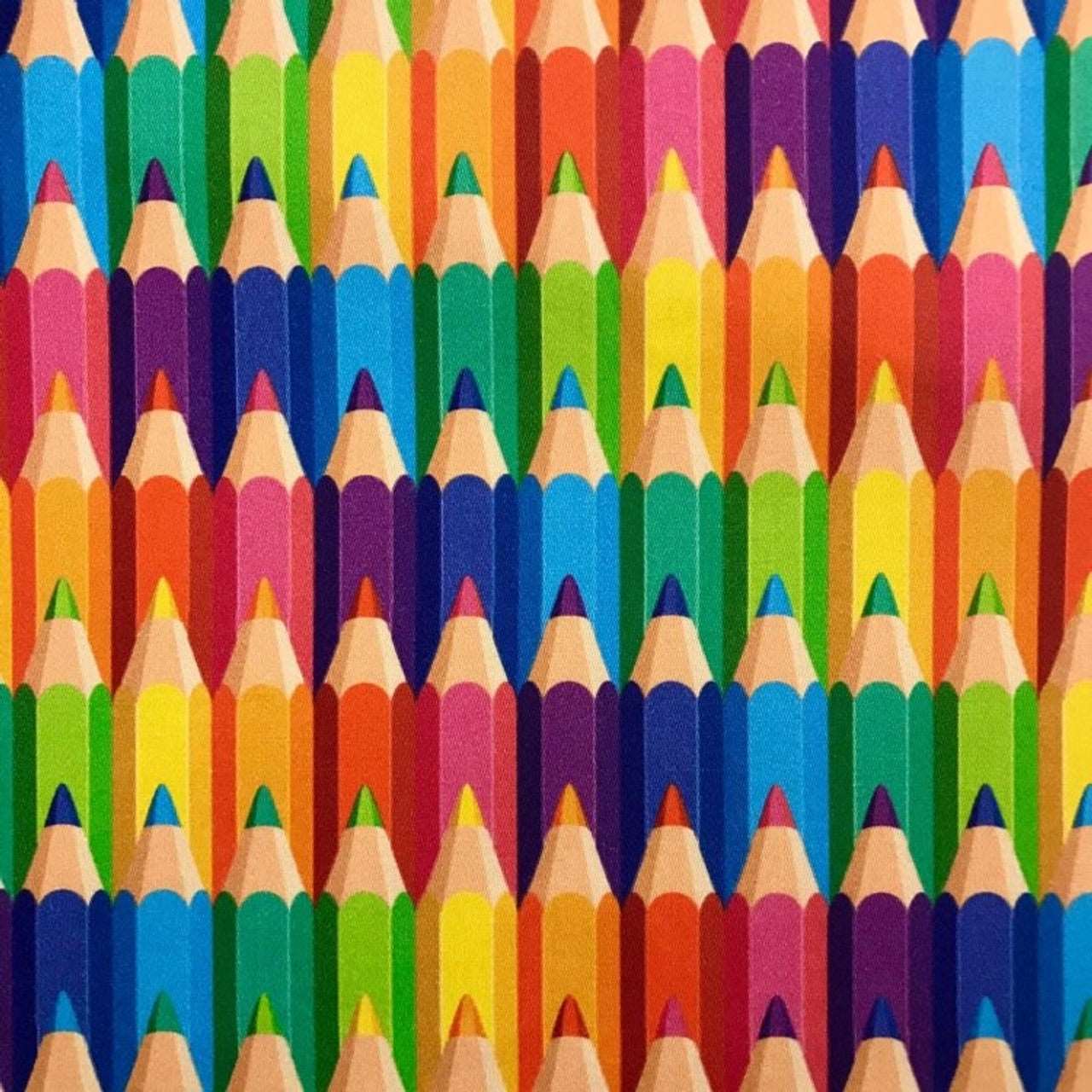 Quirky Cottons Packed Coloured Pencils Multi-Coloured Remnant (44cm x 156cm QC Pencils)