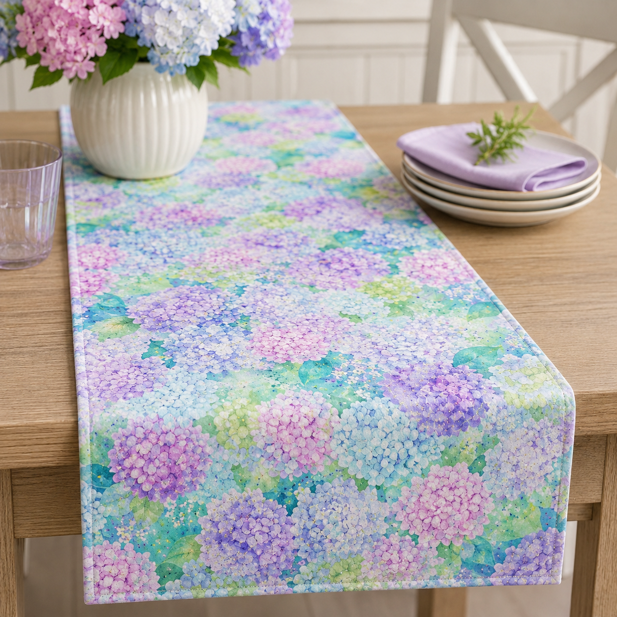 Timeless Treasures FLORA CD4241 MULTI Hydrangea Dream 100% Cotton Fabric – Watercolour Hydrangea Floral Print | Quilting, Dressmaking & Craft Fabric (FAT QUARTER - TT Hydrangea Dream 1)