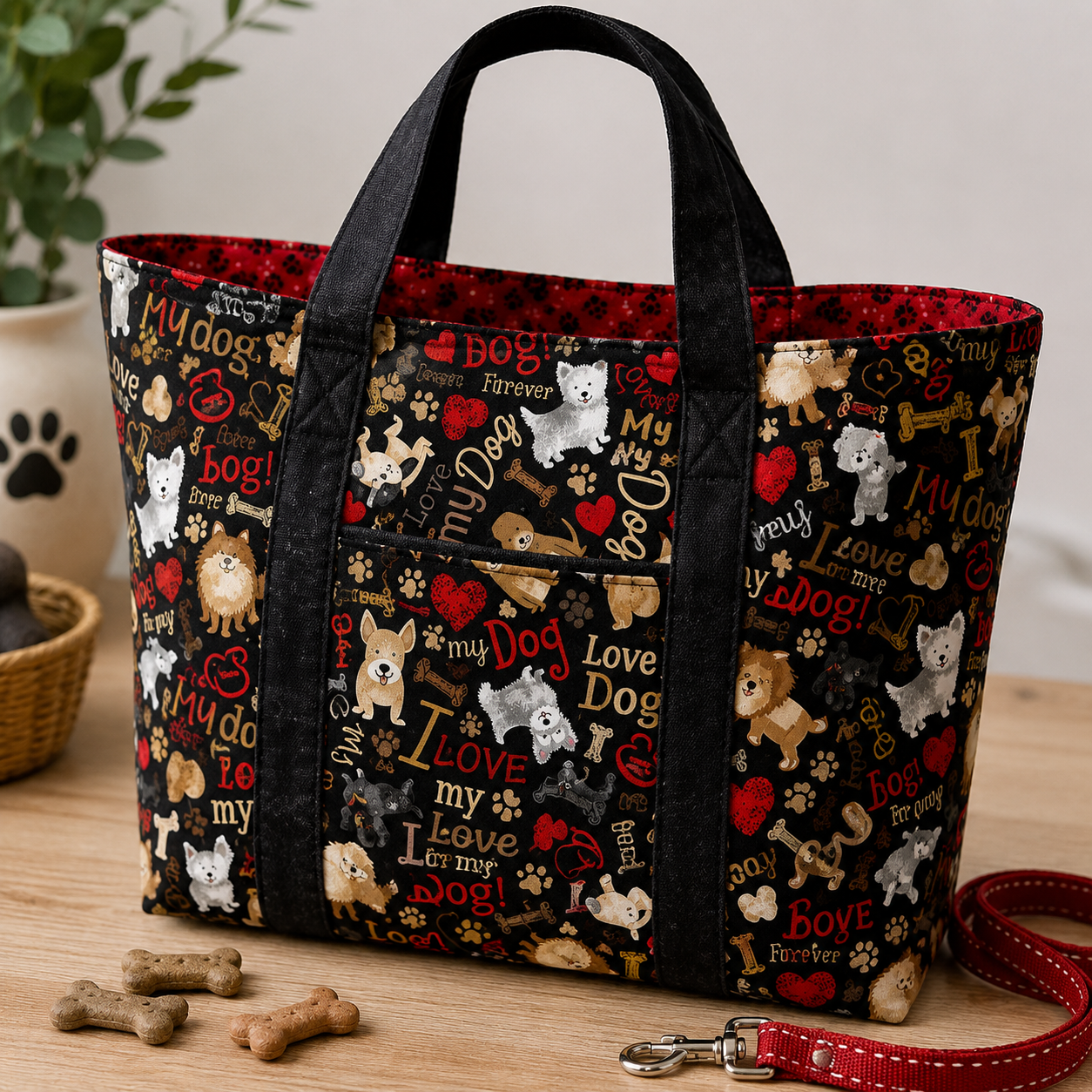 Timeless Treasures DOG CD3317 BLACK | I Love My Dog Cotton Fabric | Dog Print 100% Cotton Fabric | Quilting, Dressmaking & Craft Fabric (TT Dog's Rule 3)