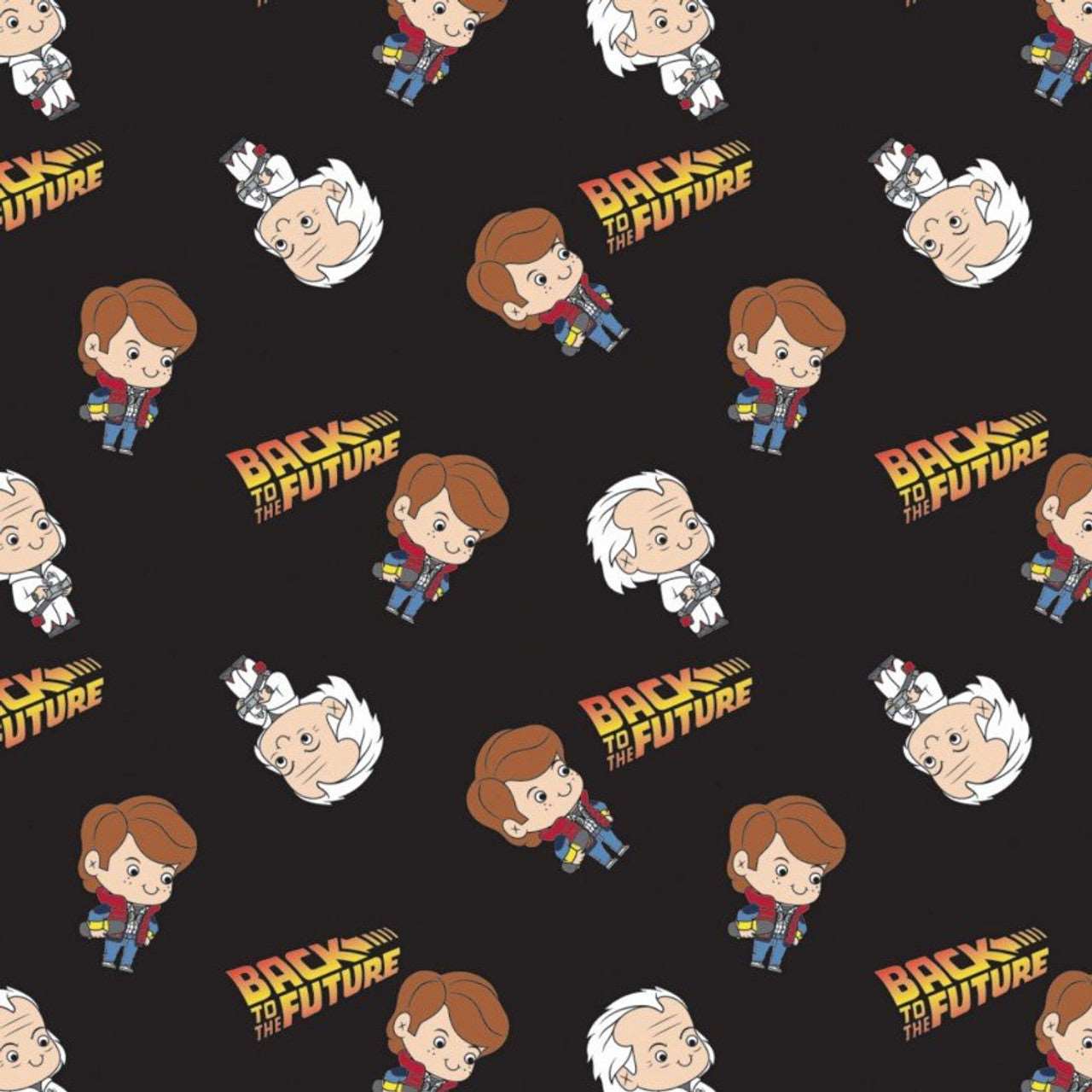 Camelot Fabrics Marty McFly Dr. Emmett Characters Black Remnant (51cm x 110cm Back To The Future 2)