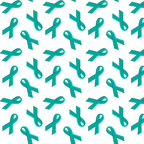 Blank Quilting Ovarian Cancer Awareness Symbol Remnant White (49cm x 112cm BQ Ovarian Cancer Collection 1)