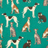Quirky Cottons Sighthound Dog Breed Whippet Green Remnant (53cm x 127cm QC Whippets)