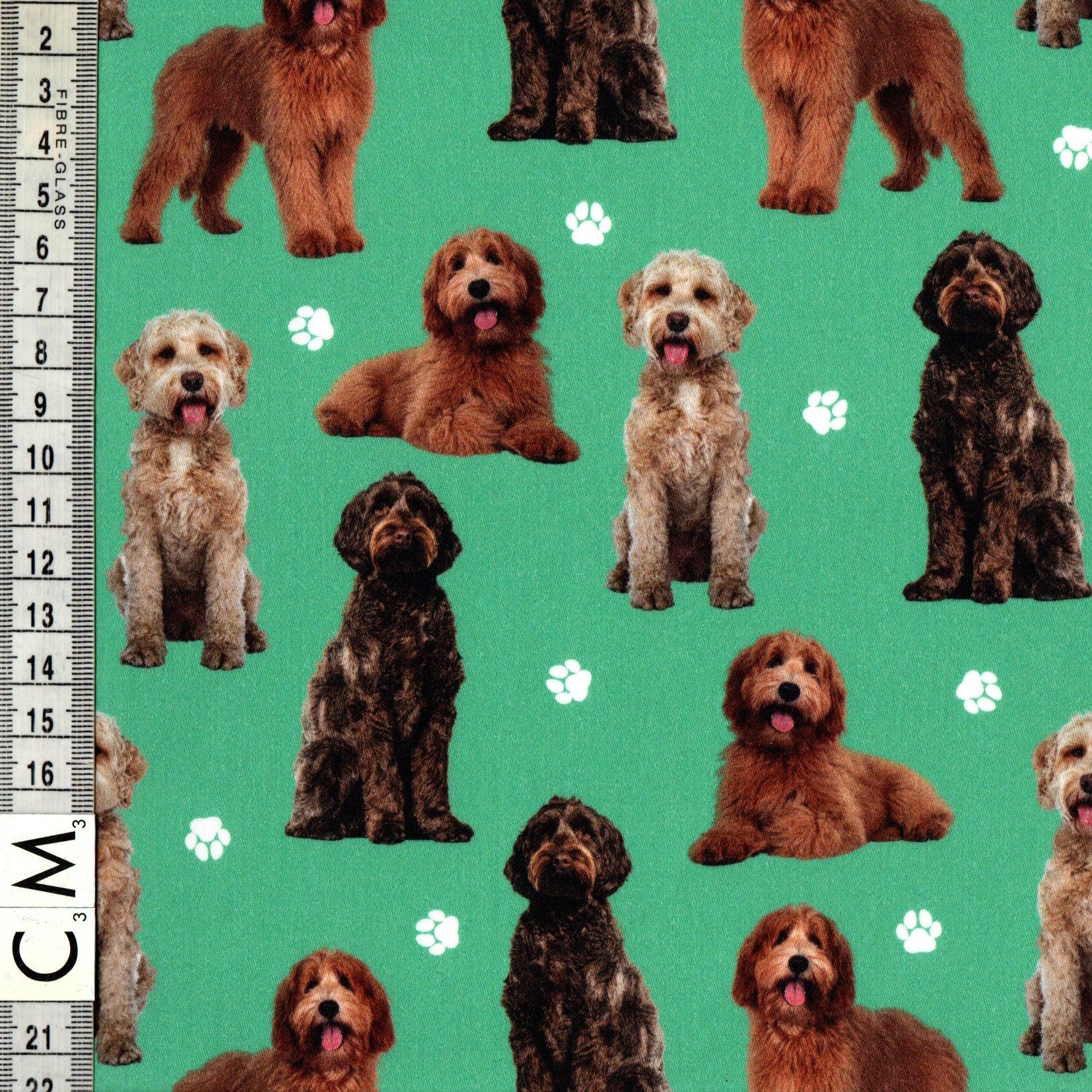 PREORDER Quirky Cottons Dog Breed Labradoodle Paw Prints Green (PREORDER QC Labradoodle)