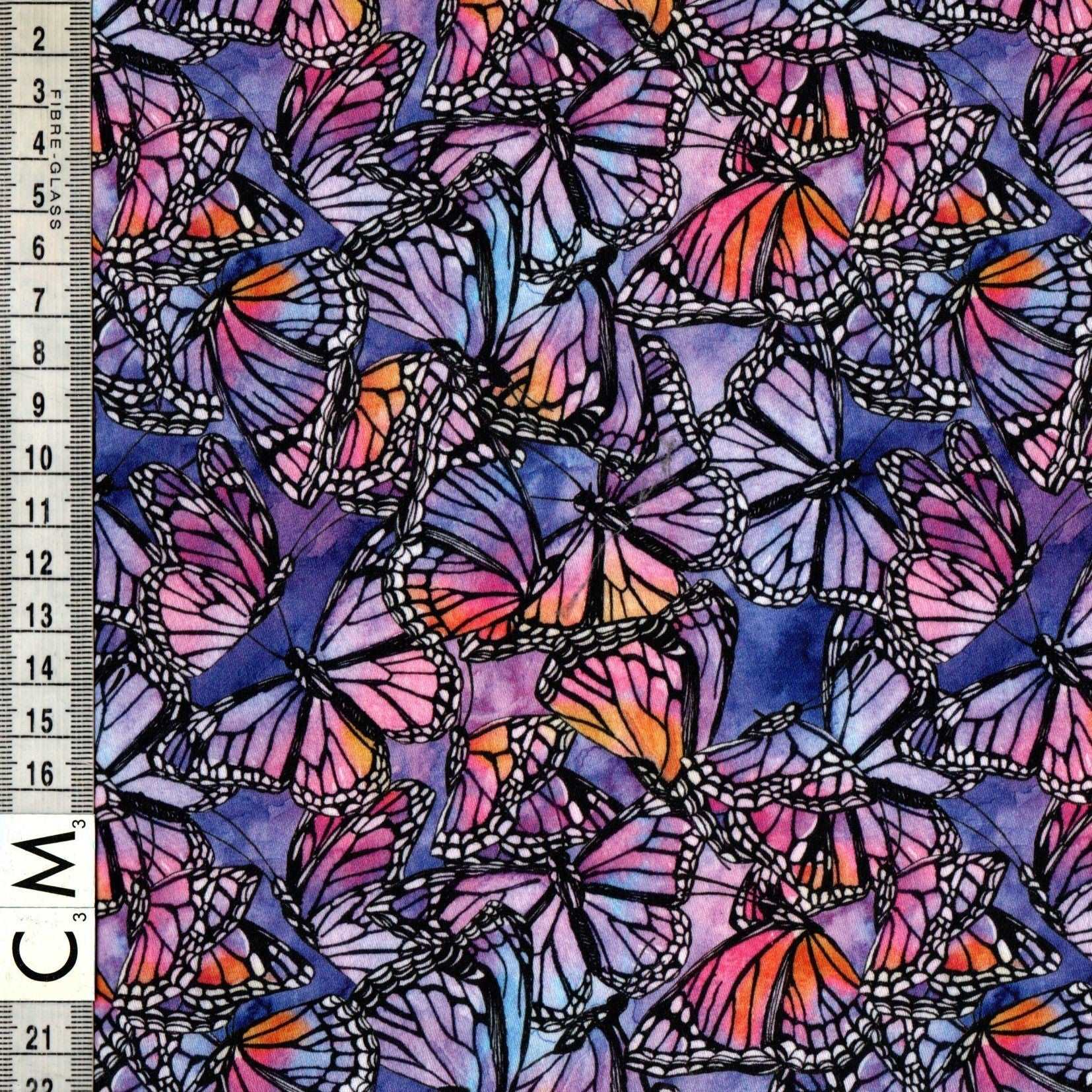 Quirky Cottons Packed Beautiful Butterflies Purple Remnant (36cm x 156cm  QC Astonishing Butterflies)