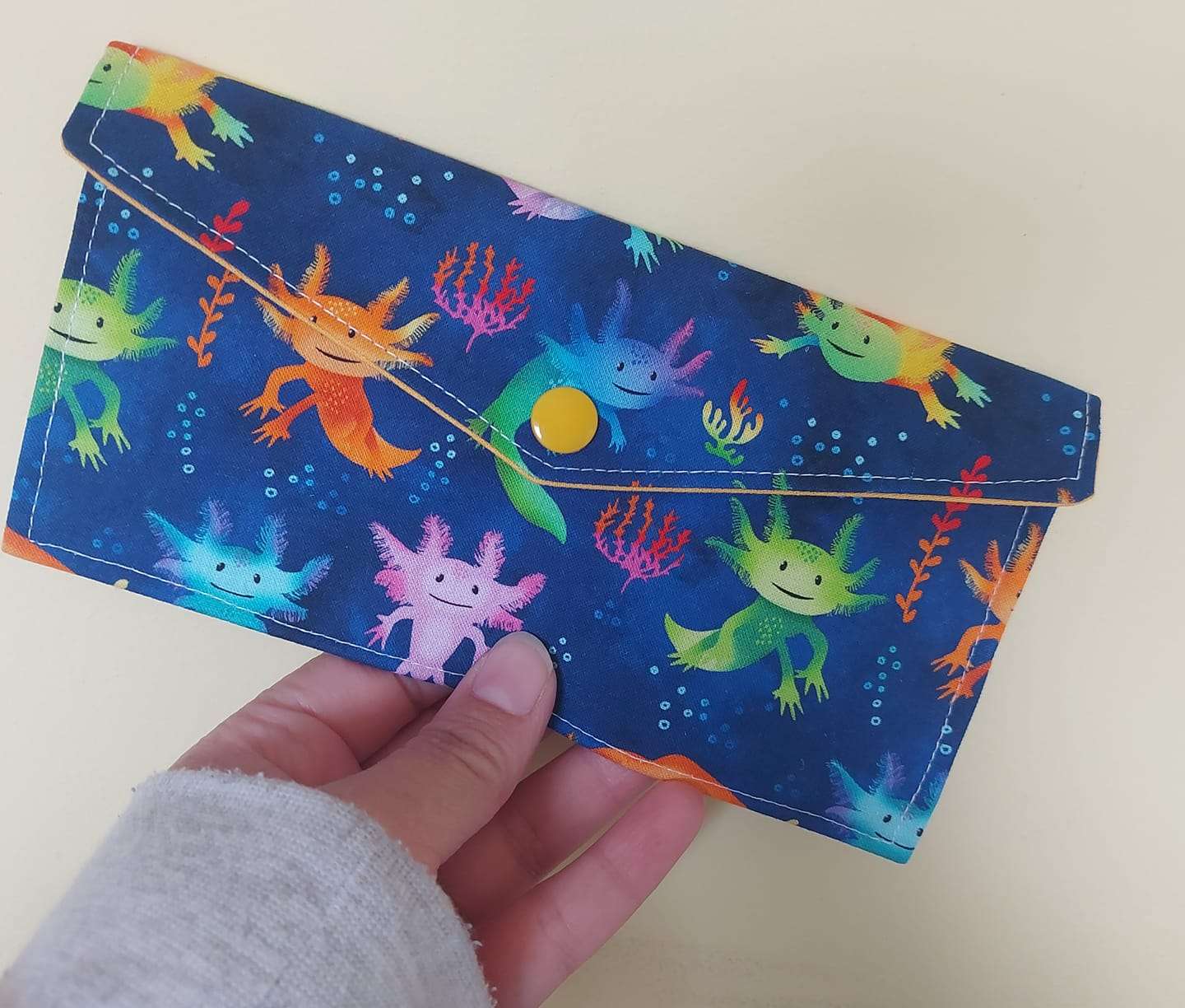 Timeless Treasures 100% Cotton Fabric Cute Bright Axolotl Salamanders Amphibian Blue (TT Ocean Life 6)
