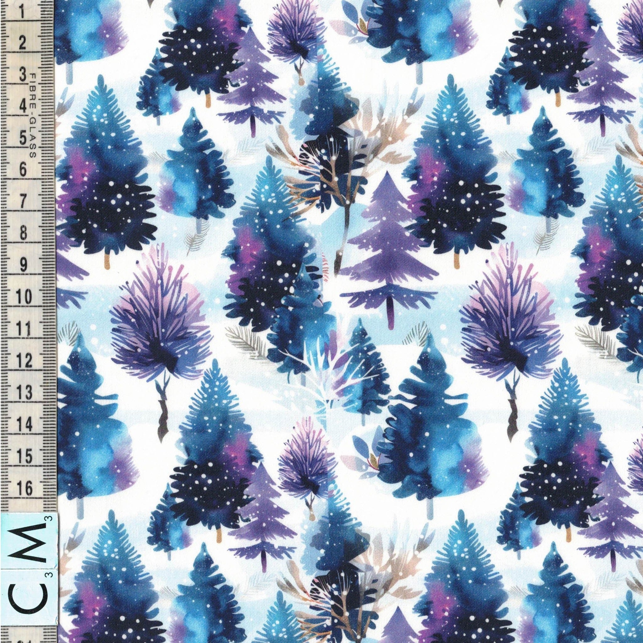 PREORDER Quirky Cottons Christmas Trees Forest Snow Winter Nature White (PREORDER QC Winter Trees)