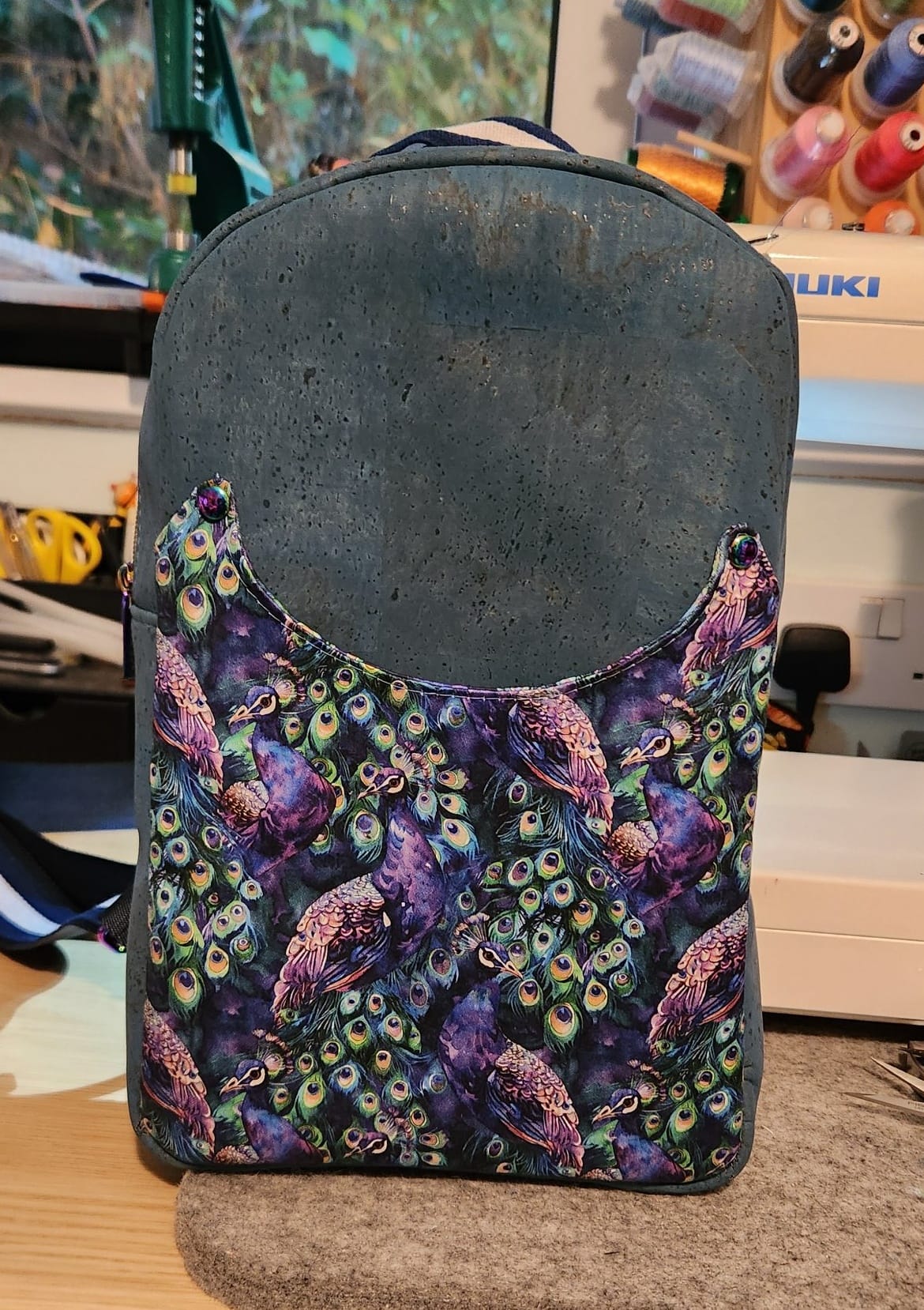Quirky Cottons Animal Wildlife Elegant Bird Peafowl Peahen Feathers Eyes Purple (QC Purple Peacocks- METRE PIECE)