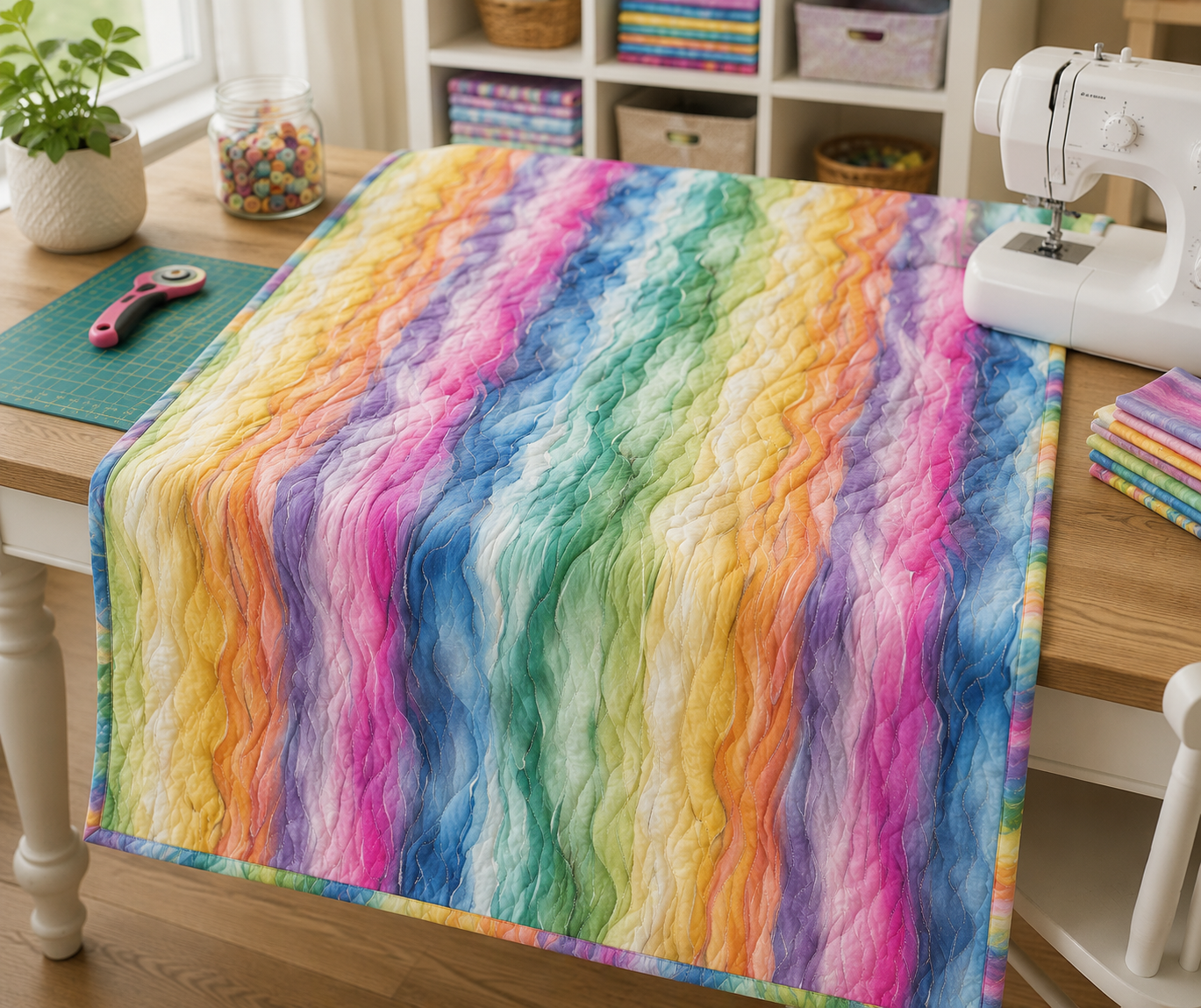 Nutex 82030 Dragonflies Colour 6 Rainbow Stripes 100% Cotton Fabric for Sewing & Crafts (Nutex Dragonflies 5)