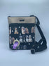 Crossbody bag with dog pattern on a white background