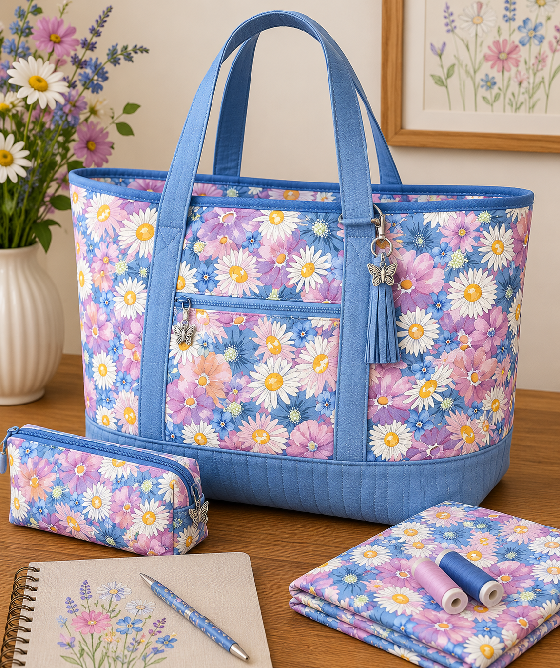 Nutex 82100 Butterfly Garden Floral Pastel Daisy 100% Cotton Fabric for Sewing & Crafts (Nutex Butterfly Garden 4)