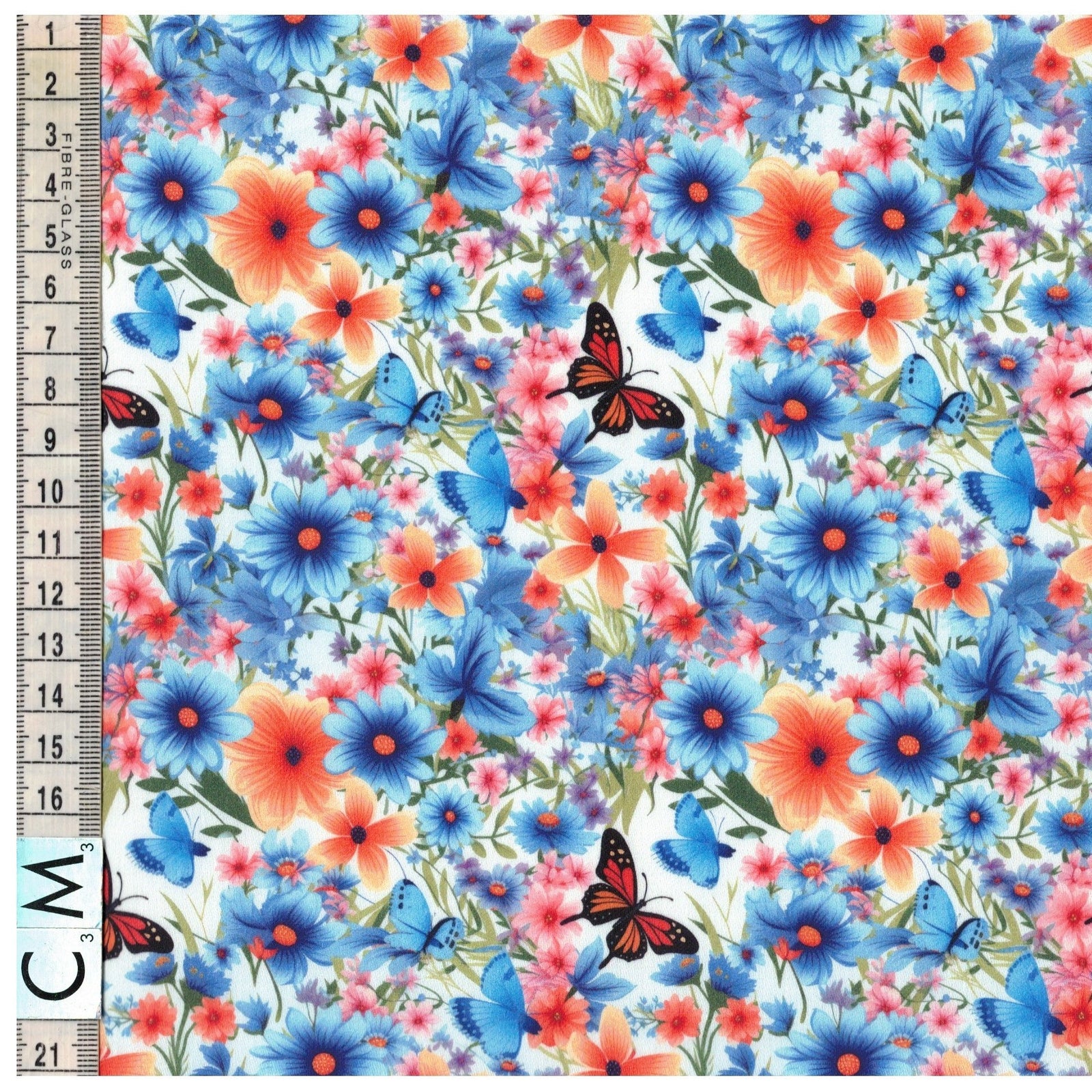 Quirky Cottons Butterflies Insects Flowers Garden Nature Spring Wildlife Floral White Remnant (66cm x 156cm QC Summer Butterflies)