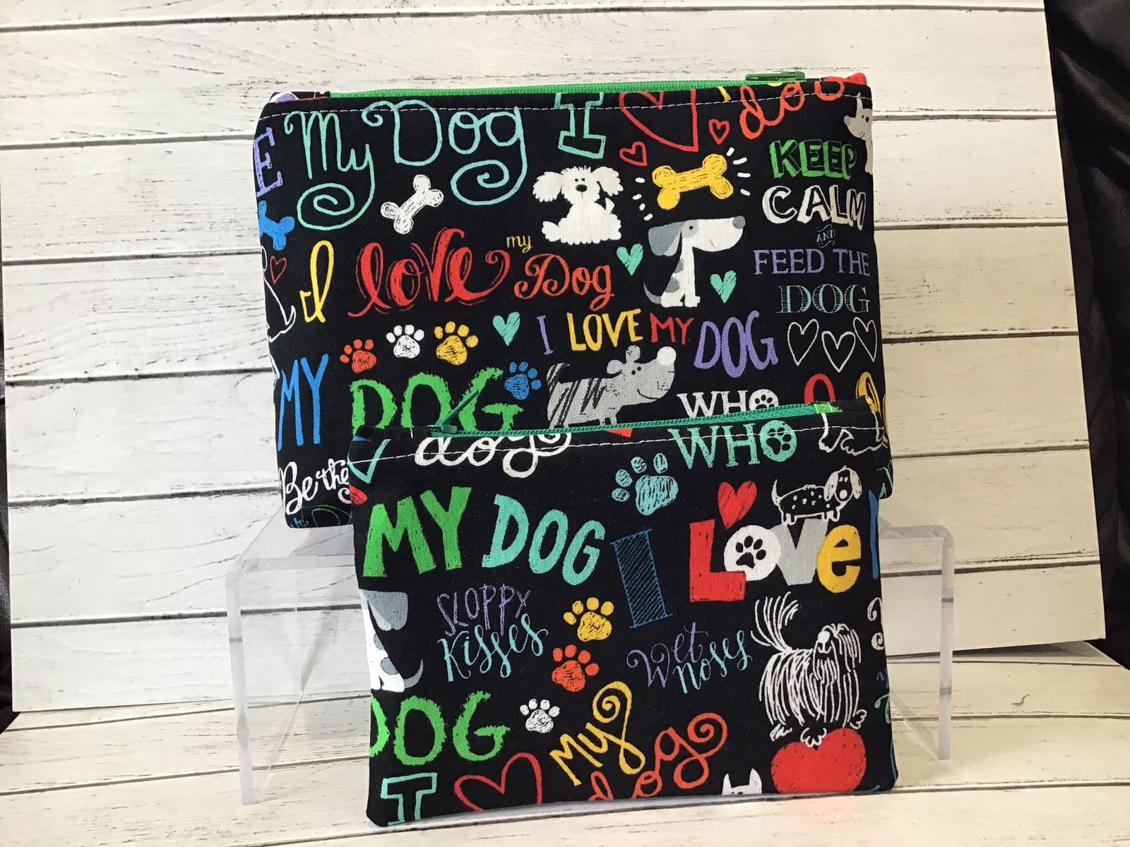 Timeless Treasures I Love My Dog Text Words Bone Paw Prints Pet Black (TT My Dog Black)