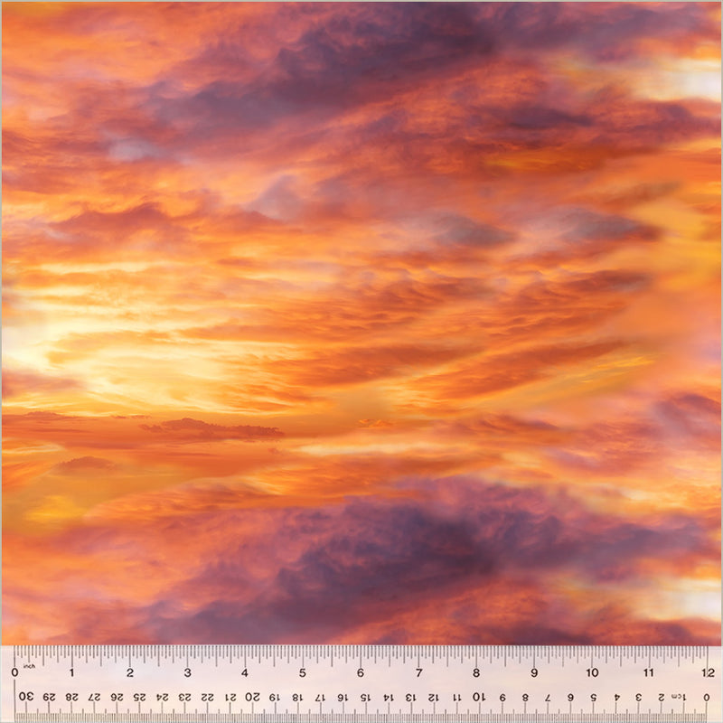 Windham Fabrics 52119D-X Landscapes 5 o'clock Somewhere Sunset 100% Cotton Remnant (34cm x 112cm Windham Landscapes)