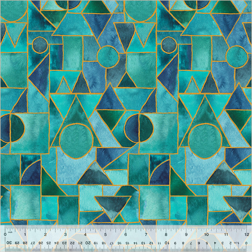 Windham Fabrics 54028DM-1 Aqua Metallic 100% Cotton Fabric Sea Glass Green – Shimmer Quilting & Craft Material (Windham Ebb & Flow 1)