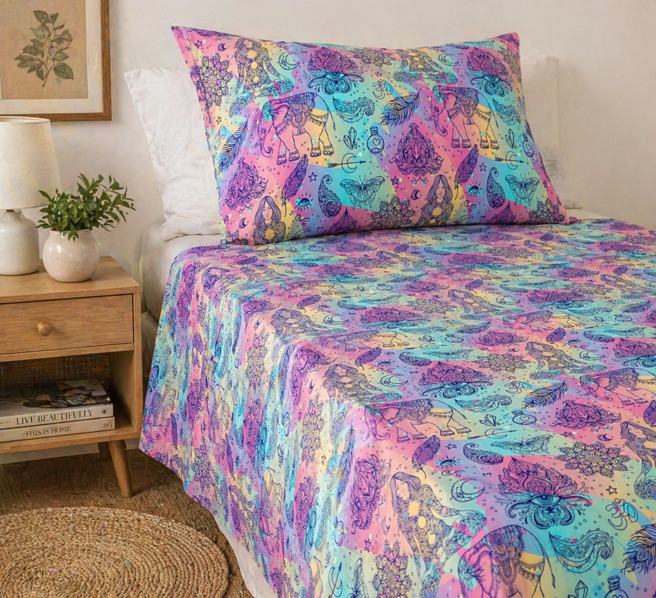 Crafty By Chatham Glyn CC414 CHAKRA 100% Cotton Digital Extra Wide Fabric – Boho Spiritual Print Craft Fabric (CC Chakra)