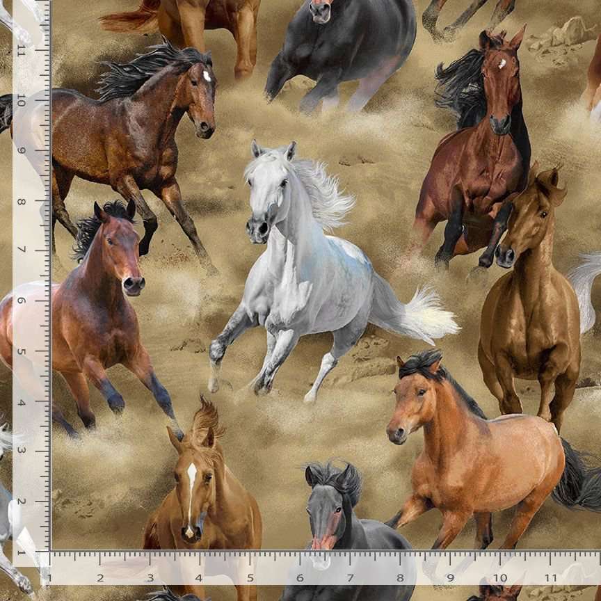 Timeless Treasures Running Horses Mare Lifelike Animals Equine Pony Natural (TT Wild Horses 1)