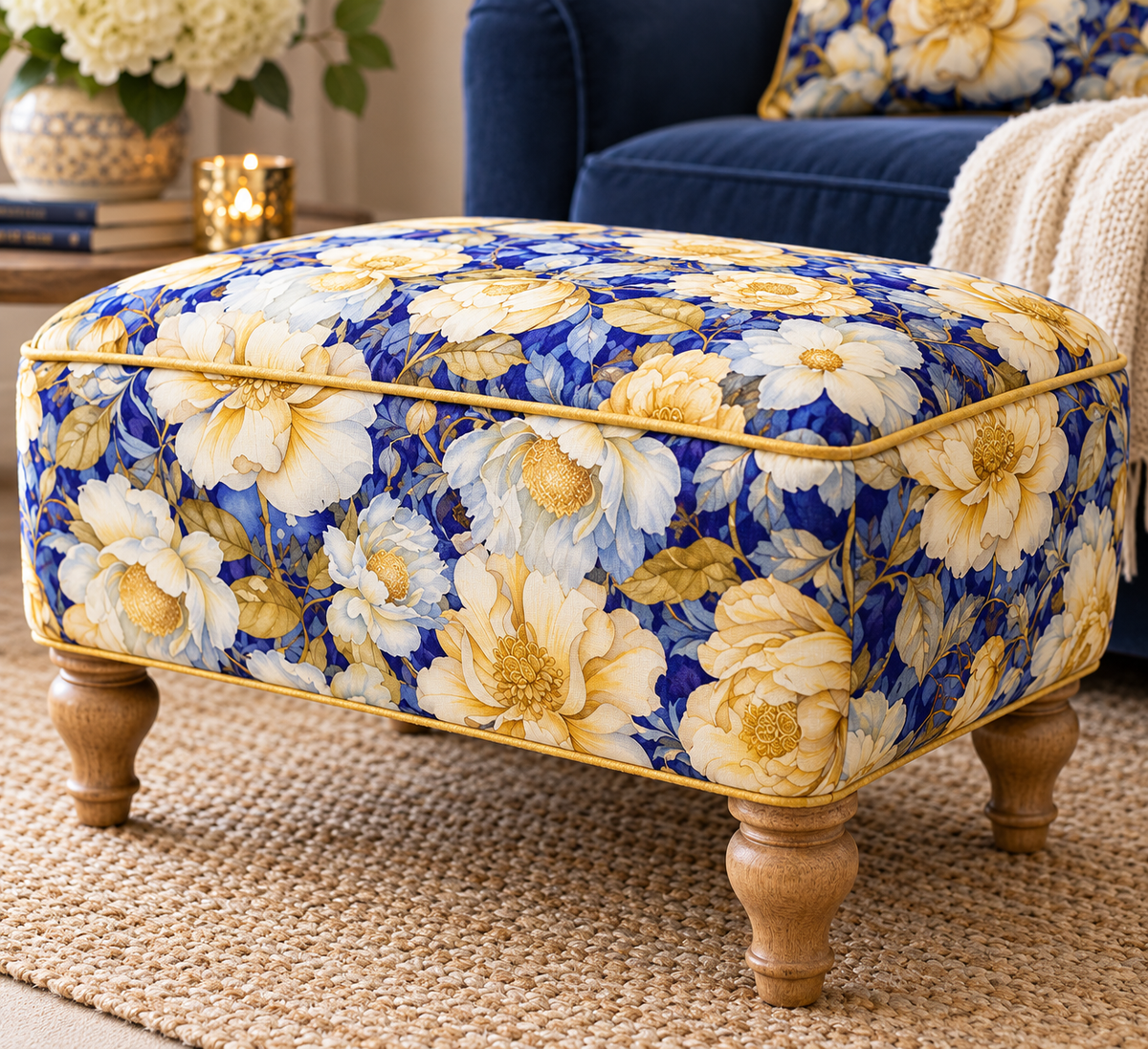 Timeless Treasures FLEUR CD4354 BLUE Night Floral Field Elegant Blue 100% Cotton Fabric | Quilting, Dressmaking & Craft Fabric (TT Lumiere 4)