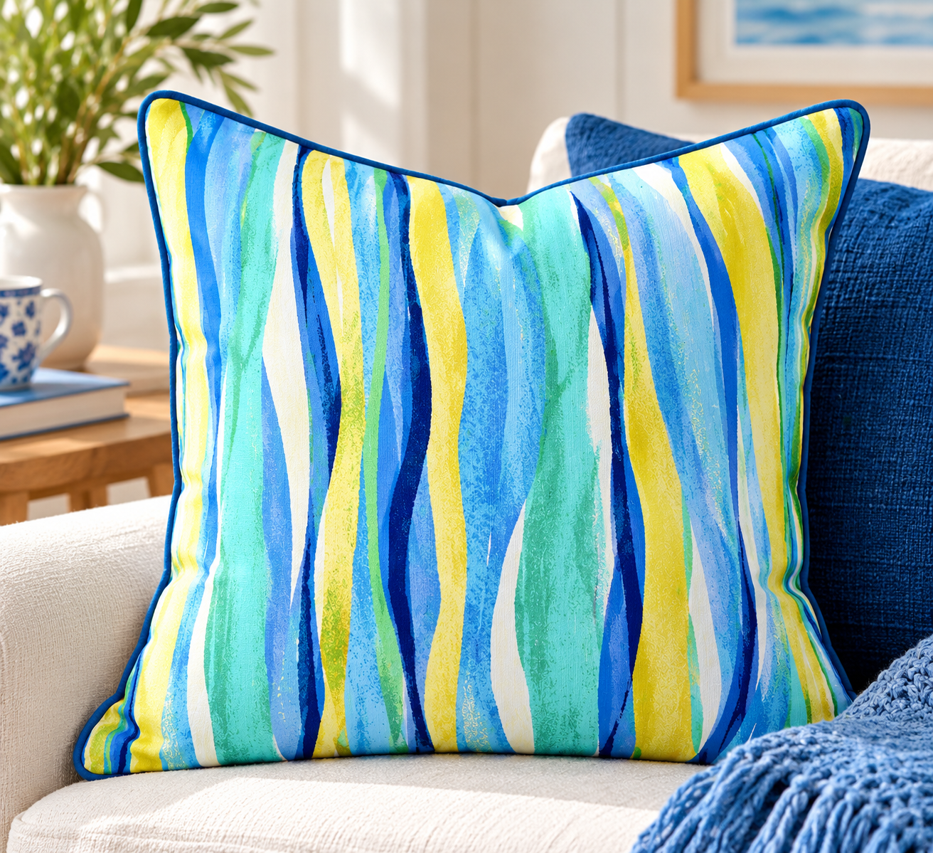 Timeless Treasures STRIPE CD4171 MULTI Watercolour Wavy Stripe Pattern 100% Cotton Fabric | Quilting, Dressmaking & Craft Fabric (TT Poppy Serenade 2)