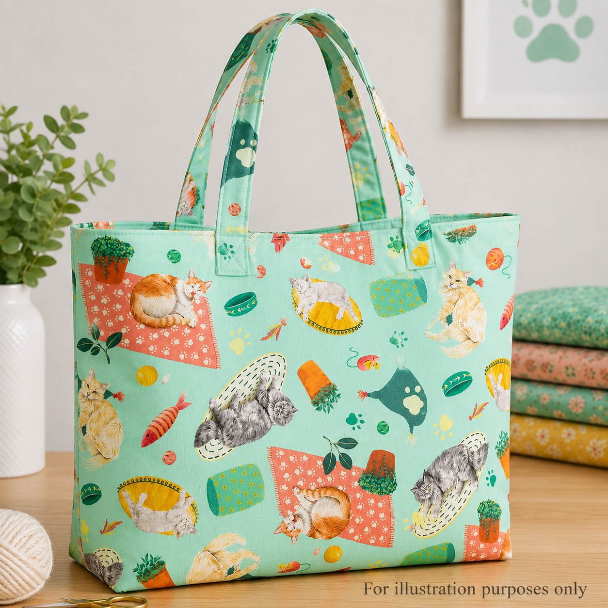 Timeless Treasures ROSIE CD4149 GREEN – Cat Novelty Fabric – 100% Cotton Quilting Fabric (TT Feline Fanatic 5)