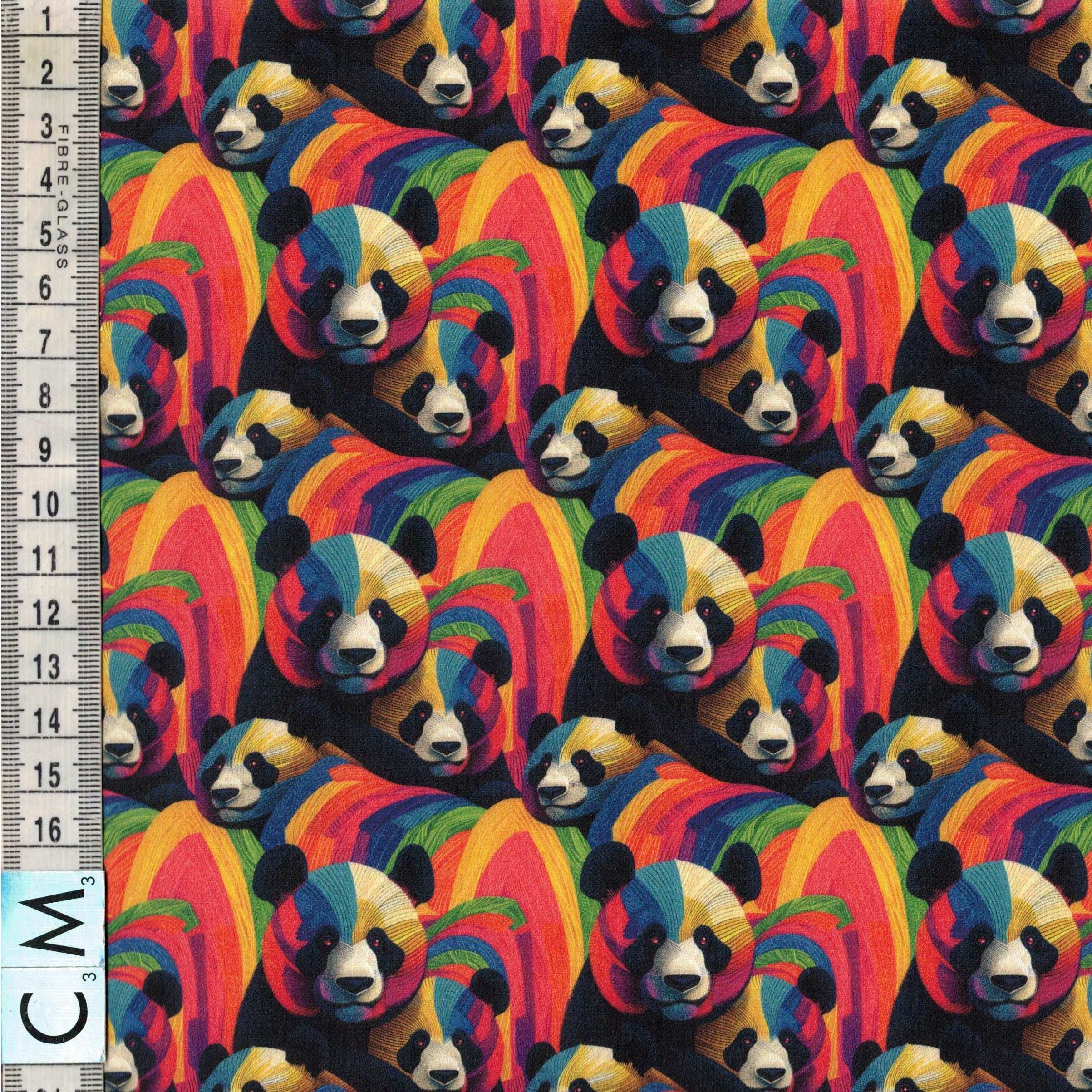 Quirky Cottons Animal Nature Wildlife Rainbow Panda Cub Multi-Coloured (QC Panda Power-1 METRE PIECE)