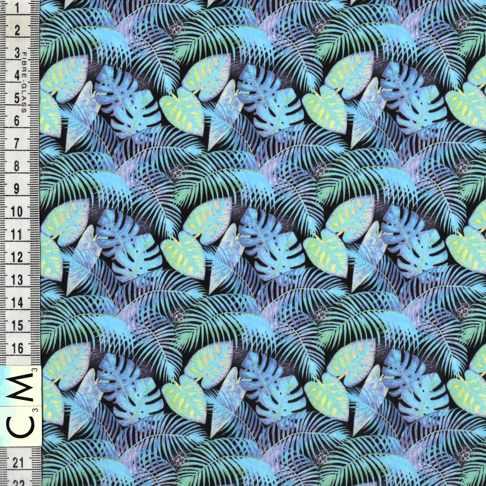 Quirky Cottons Tropical Exotic Plants Leaves Rainforest Nature Blue Green (QC Tropicana-1 METRE PIECE)