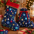 P & B Textiles TTRE 6310 N Turnowsky Treasures Festive Holiday Hanging Baubles Decorations Blue Christmas Quilting 100% Cotton Fabric for Sewing & Crafts (PB Turnowsky Treasures 7)
