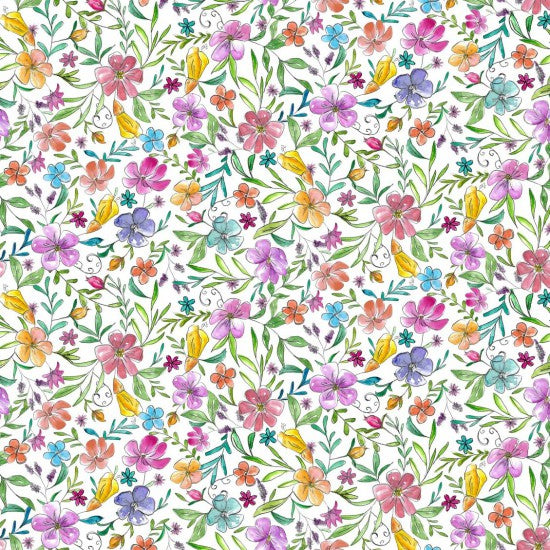 Nutex 81320 Splash of Colour Floral 100% Cotton Fabric for Sewing & Crafts (Nutex Splash Of Colour 1)