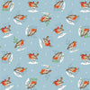 Nutex 81370 Colour 1 Winter Wonderland Cosy Charming Red Robin Christmas Festive Blue 100% Cotton Fabric For Sewing & Crafts (Nutex Wonderland 1)