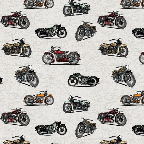 Nutex Motorcycle Hobby Bike Retro Transport Vintage Map Light Grey (Nutex Live To Ride 1)