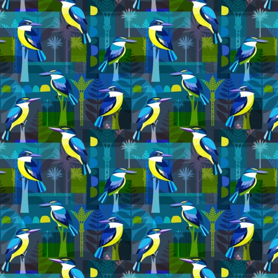 Nutex 81640 Kingfishers Colour 1 Blue Kingfishers 100% Cotton Fabric (Nutex Kingfishers 1)
