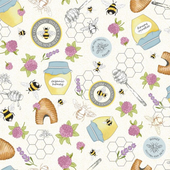 Nutex 81840 Colour 4 Queen Bee Hives Bee Honey 100% Cotton Fabric (Nutex Queen Bee 2)