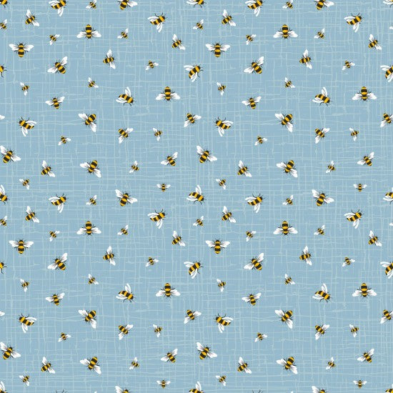 Nutex 81840 Colour 5 Queen Bee Flying Bees Blue 100% Cotton Fabric (Nutex Queen Bee 3)