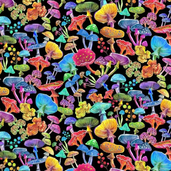 Nutex 81860 Luminous Colour 2 Colourful Mushroom 100% Cotton Fabric for Sewing & Crafts (Nutex Luminous 2)