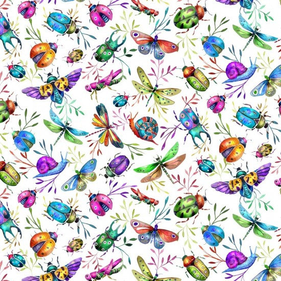 Nutex 81860 Luminous Colour 3 Colourful Bugs 100% Cotton Fabric for Sewing & Crafts (Nutex Luminous 3)