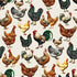 Nutex 81910 Colour 3 Farmyard Scene Chickens & Cockerel Animal Cream 100% Cotton Fabric For Sewing & Crafts (Nutex Farmyard 1)