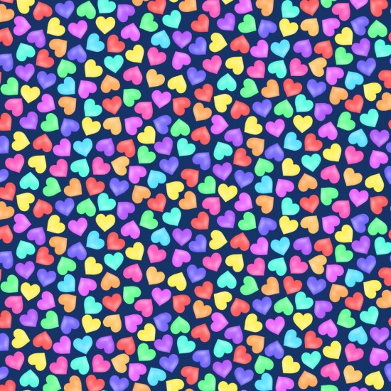 Nutex 81930 Colour 5 Princess Dreams Multicoloured Hearts Navy 100% Cotton Fabric (Nutex Princess Dreams 2)