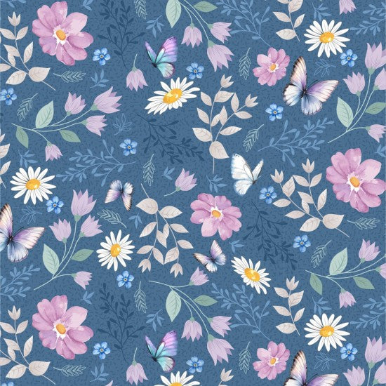 Nutex 82100 Butterfly Garden Butterfly & Wildflower 100% Cotton Fabric for Sewing & Crafts (Nutex Butterfly Garden 1)