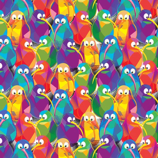 Nutex 82240 Kiwi Chaos Colour 1 Kiwi Bird 100% Cotton Fabric for Sewing & Crafts (Nutex Kiwi Chaos)