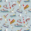 Nutex 82290 Coastal By Emma Ball Colour 102 Coastal Whimsical Seaside Blue 100% Cotton Fabric For Sewing & Crafts (Nutex Coastal 2)